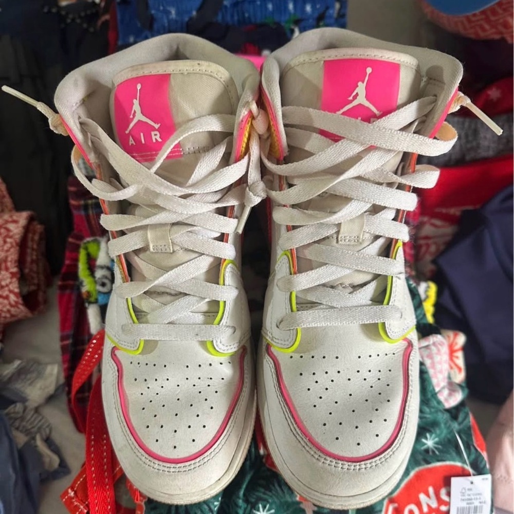 Nike Air Jordan White and Orange Sneakers